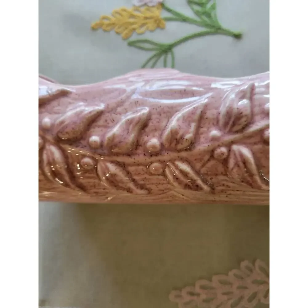 Vintage Red Wing Pottery Log Planter Vine Pink Speckled 10